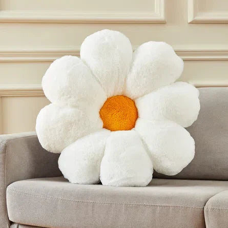 AVS Beautiful Sunflower Shaped Throw Pillows Decorative Floor Cushion Bedroom Bed Room (35CM, White)